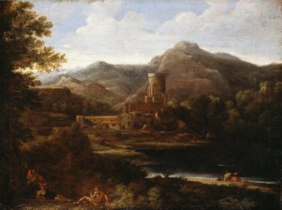 Village near a Lake by Gaspard Poussin Dughet